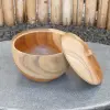  Product image 1 of the product “Wooden bowl with cap, made of teak wood, 16 cm dia, 9 cm Height ”